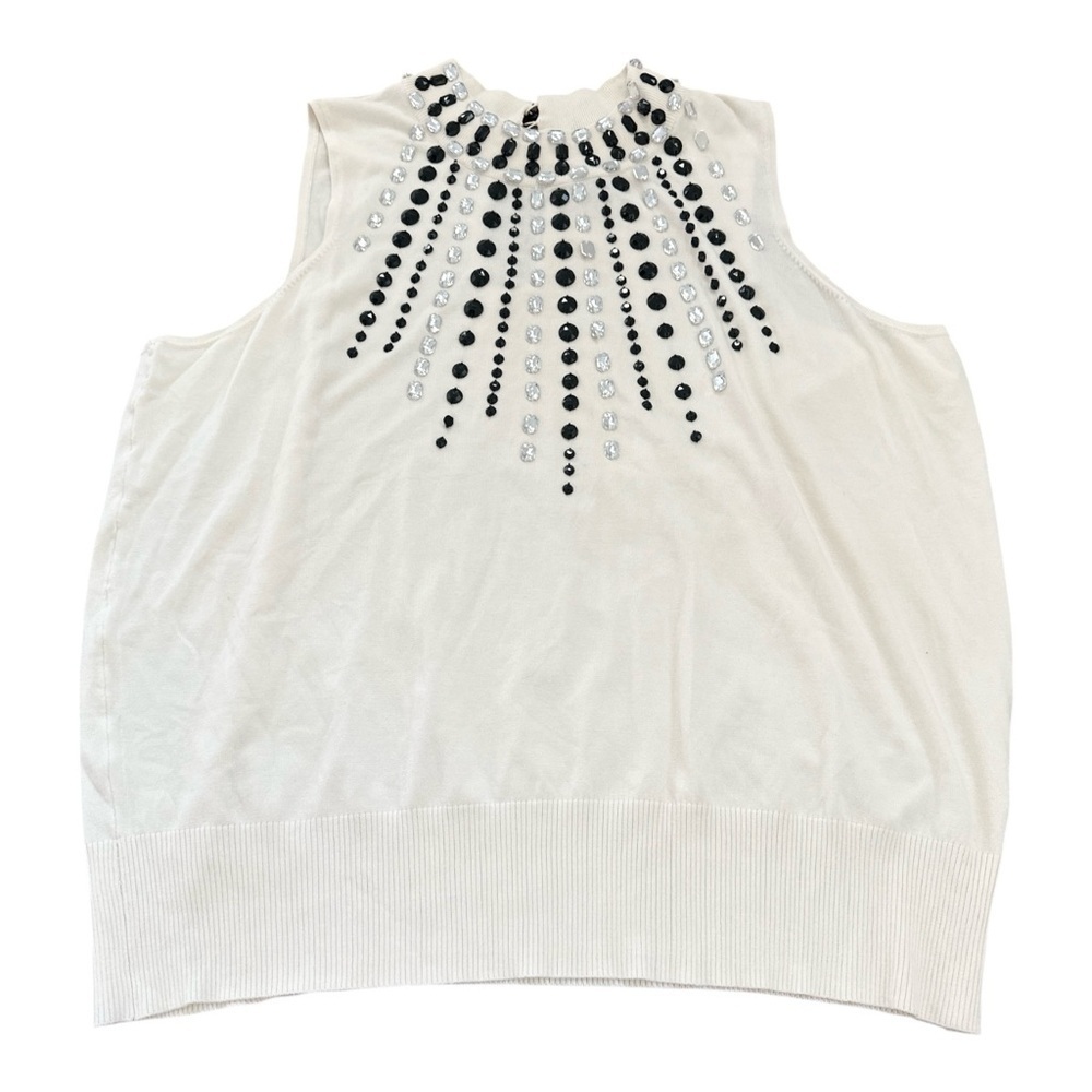 Lane Bryant Sleeveless Bejeweled Sweater Cream Colored Women’s Size 26/28 NWOT